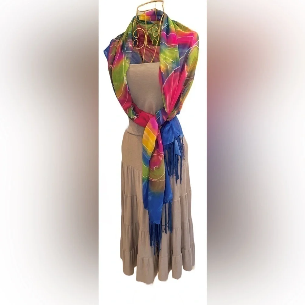 Gorgeous Vibrant and Colorful Jamaican Scarf, OS